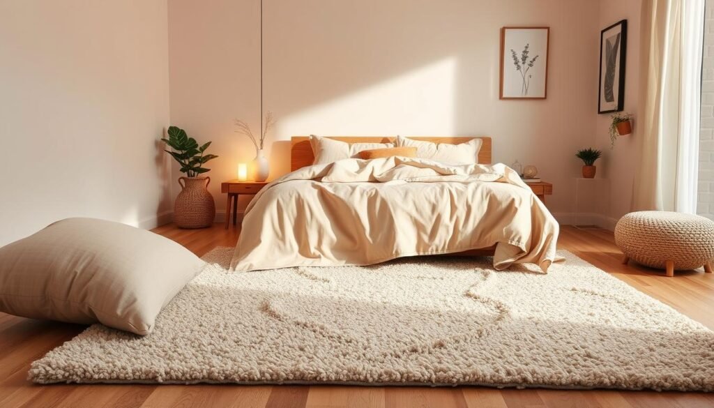 Bedroom decorating with washable rug