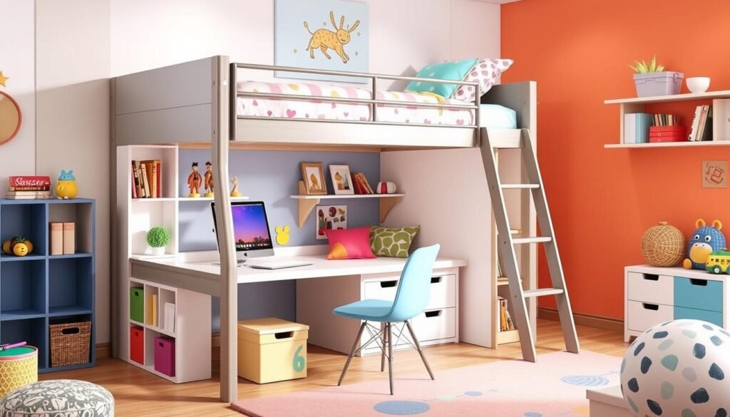 bunk bed with desk